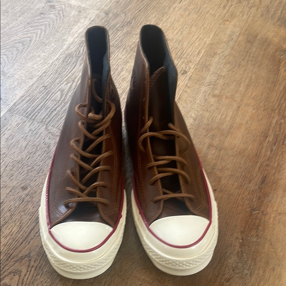 Brand New Converse Brown Leather High-Top Sneakers (No Box)